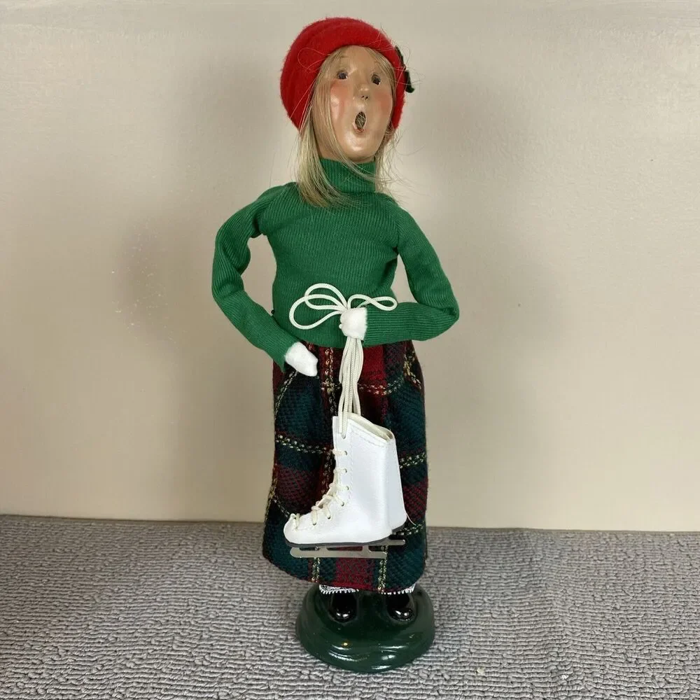VTG 1998 Byers Choice Carolers Signed Limited Edition 13” Holding Ice Skates HTF